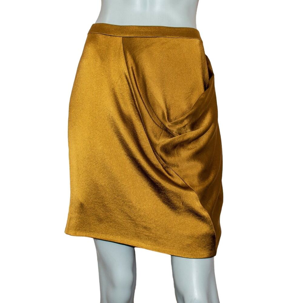 J.CREW Collection Women's Silk Gold Rouche Skirt Size 10